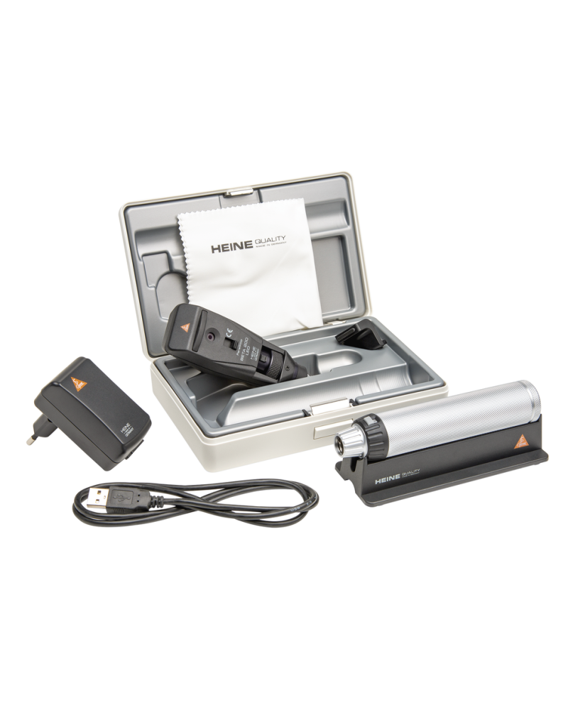 Skiascope HEINE BETA 200 LED trousse avec poignée rechargeable Skiascope HEINE BETA 200 LED trousse avec poignée rechargeable