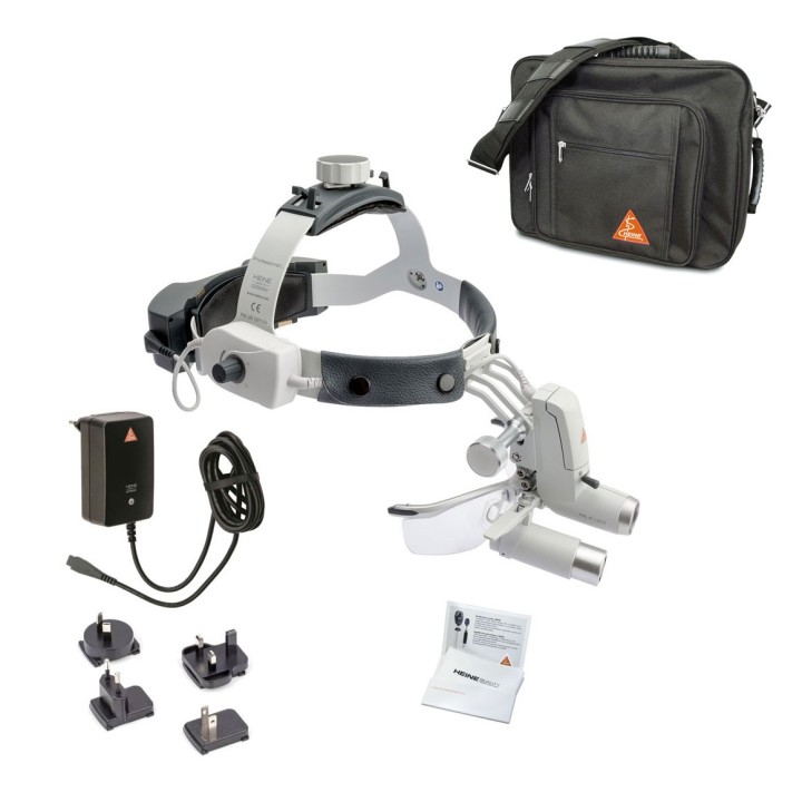 Lâmpada frontal HEINE ML4 LED Set com lupas HRP e S-GUARD