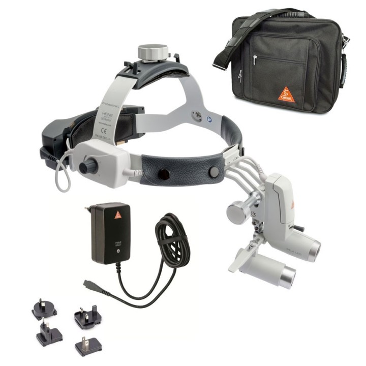 Lámpara frontal HEINE ML4 LED inalámbrica Set con lupas HRP