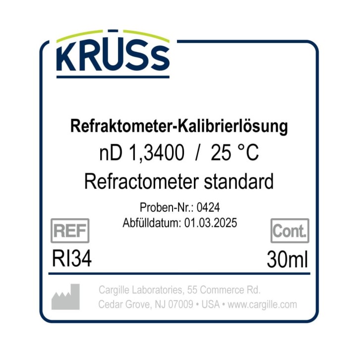 KRÜSS Refraktometer Kalibrierlösung nD 1.3400 mit Zertifikat