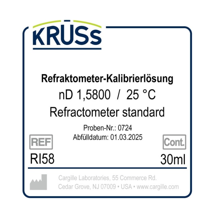 KRÜSS Líquido de calibração para refratômetros nD 1.5800