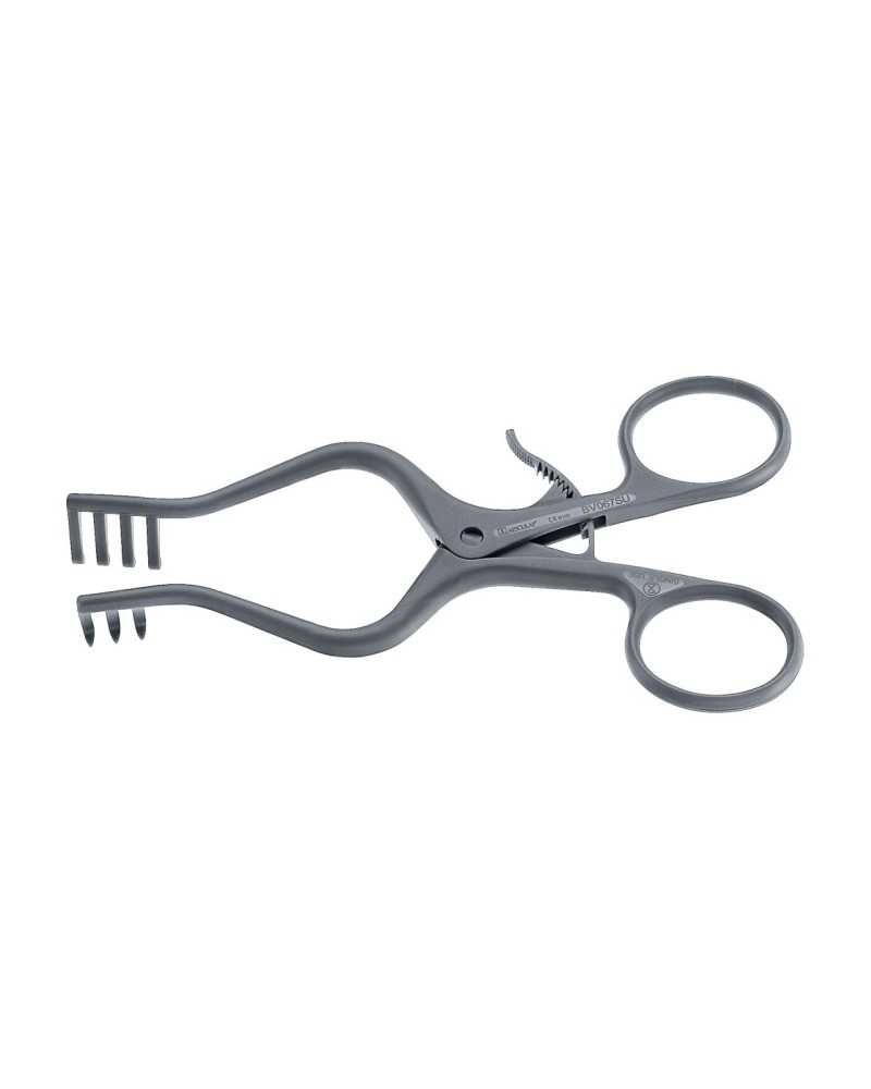 Retractor de heridas Aesculap SUSI Weitlaner, 3 x 4 dientes, semiafilado, 13 cm