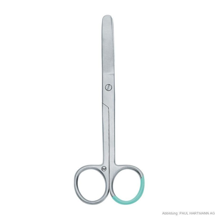Tesoura cirúrgica, pontas/puntas, reta, 145 mm, esterilizada, descartável