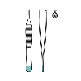 Adson tweezers, anatomically straight, 1x2 teeth, 12 cm, sterile