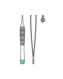 Adson tweezers, anatomically straight, 1x2 teeth, 12 cm, sterile