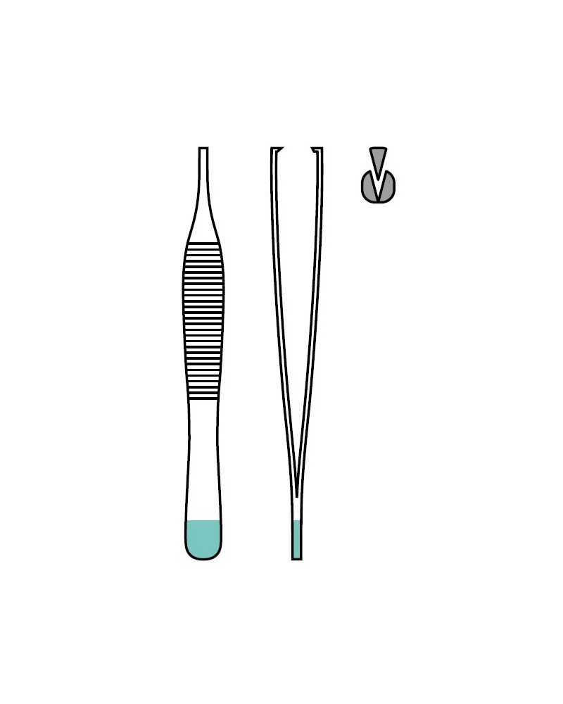 Adson tweezers, anatomically straight, 1x2 teeth, 12 cm, sterile Adson tweezers, anatomically straight, 1x2 teeth, 12 cm, sterile