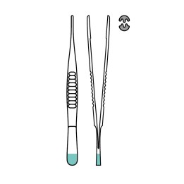 DeBakey Atraumatic tweezers, straight, 150 mm (6"), 2x3 teeth, sterile, disposable