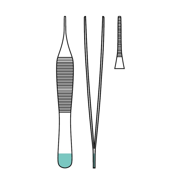 ADSON-MICRO Dressing tweezers, straight, 120 mm (4 3/4"), sterile, disposable