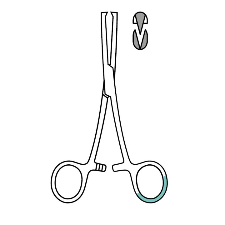 Pince hémostatique KOCHER, droite, 150 mm, 1 x 2 dents, stériles, à usage unique