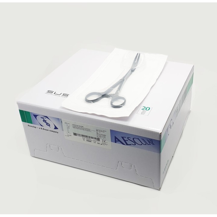 Pinza per spugne/medicazioni Aesculap SUSI, curva, 200 mm, sterili, monouso