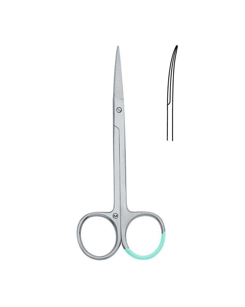 Irisschere, gebogen, fein, spitz/spitz, 115 mm, steril, einweg