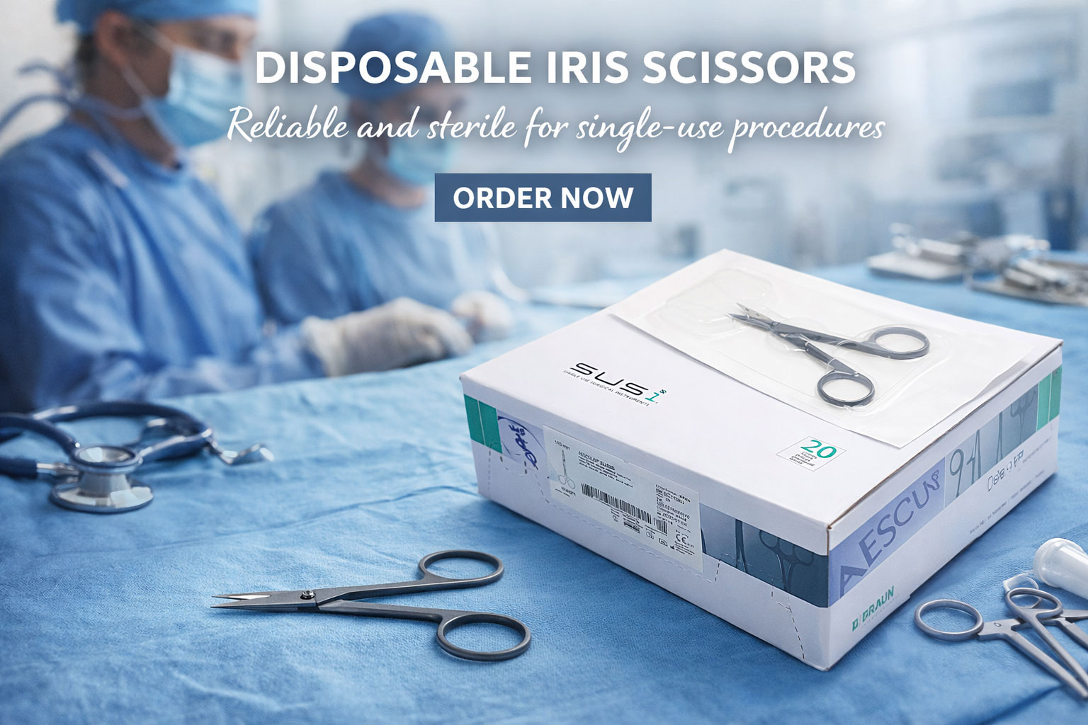 Aesculap SUSI Iris Scissors, straight, sharp, 110 mm, disposable