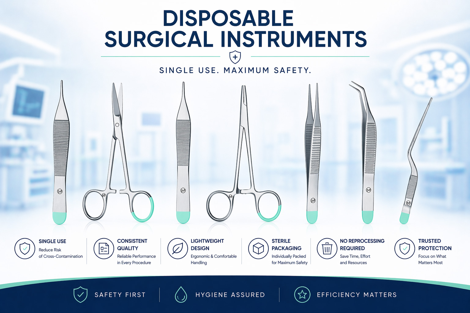 Instrumentos cirúrgicos estéreis de uso único em aço inoxidável HARTMANN Peha